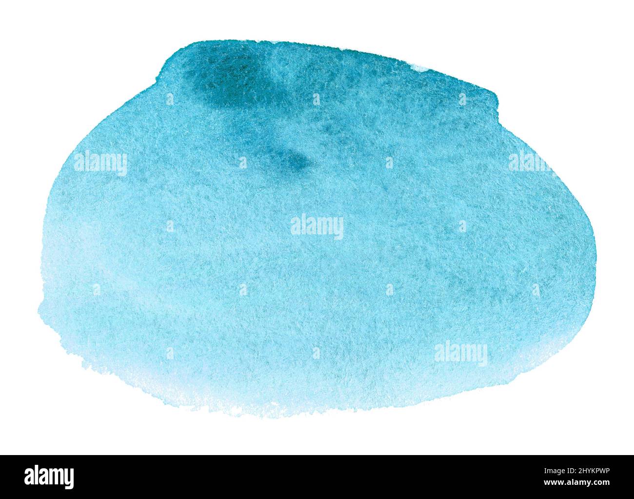 Blue watercolor hand drawn stain on white paper grain texture. Abstract ...