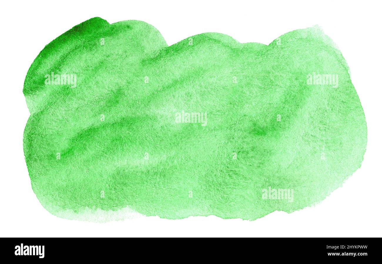 Abstract green watercolor shape. Watercolor hand drawn stain isolated ...