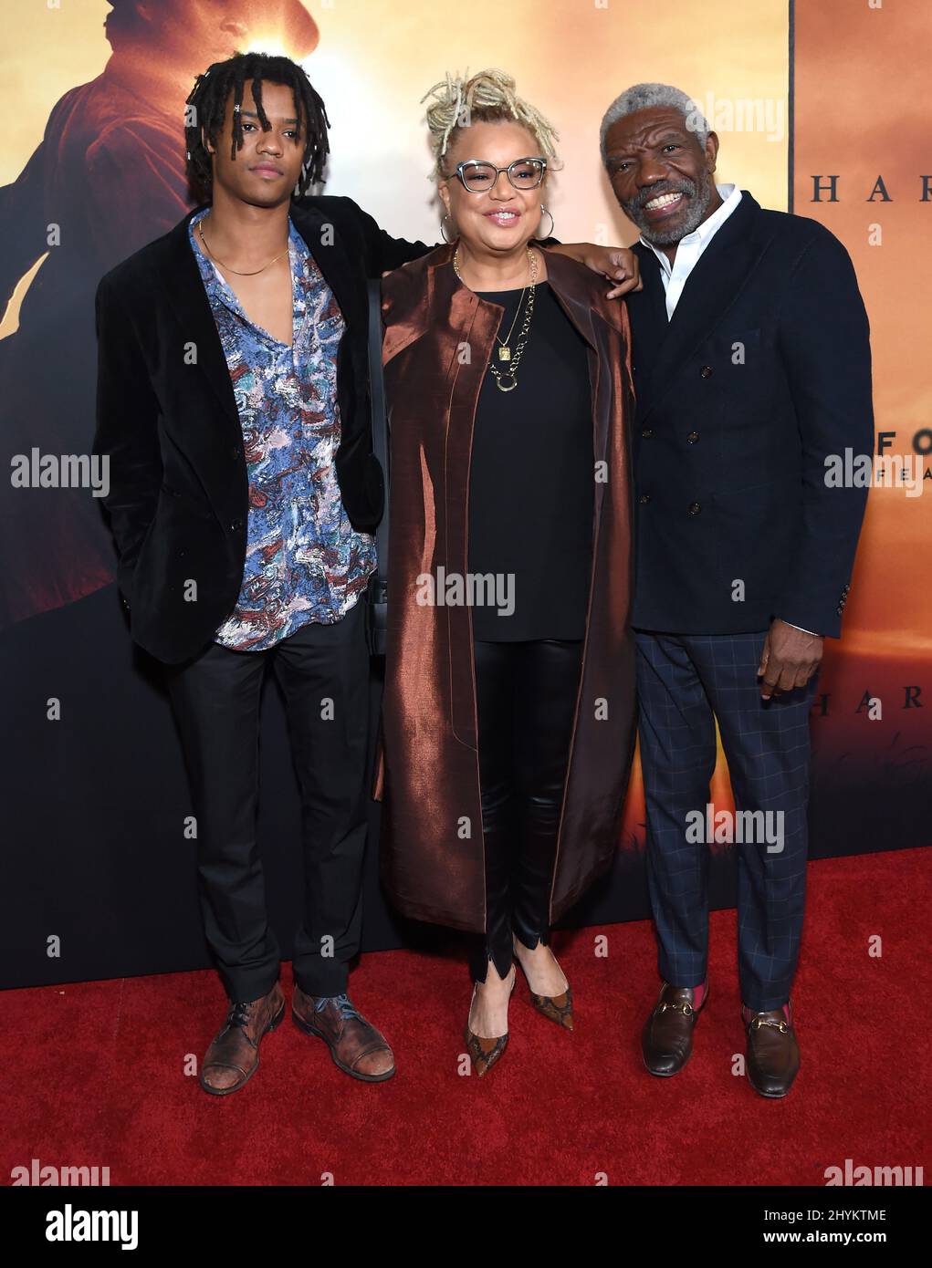 Henry Hunter Hall, Kasi Lemmons and Vondie Curtis Hall arriving to the €˜Harriet Los Angeles Premiere at Orpheum Theatre on October 29, 2019 in Los Angeles, USA. Stock Photo
