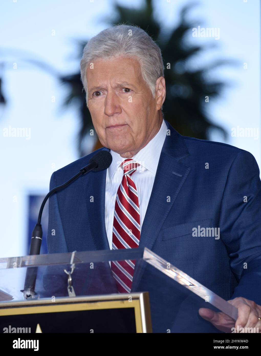Harry Friedman is joined by Alex Trebek at his Hollywood Walk of Fame star ceremony Stock Photo