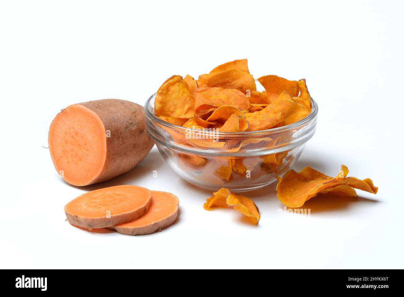 Sweet potato and sweet crisps in skin Stock Photo