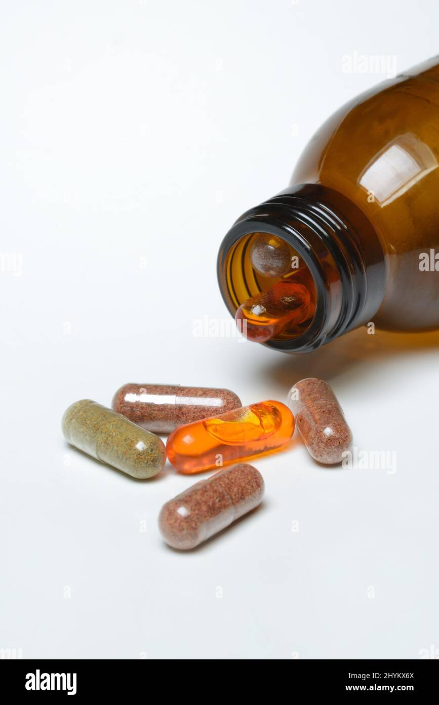 Dietary supplement capsules, malnutrition Stock Photo