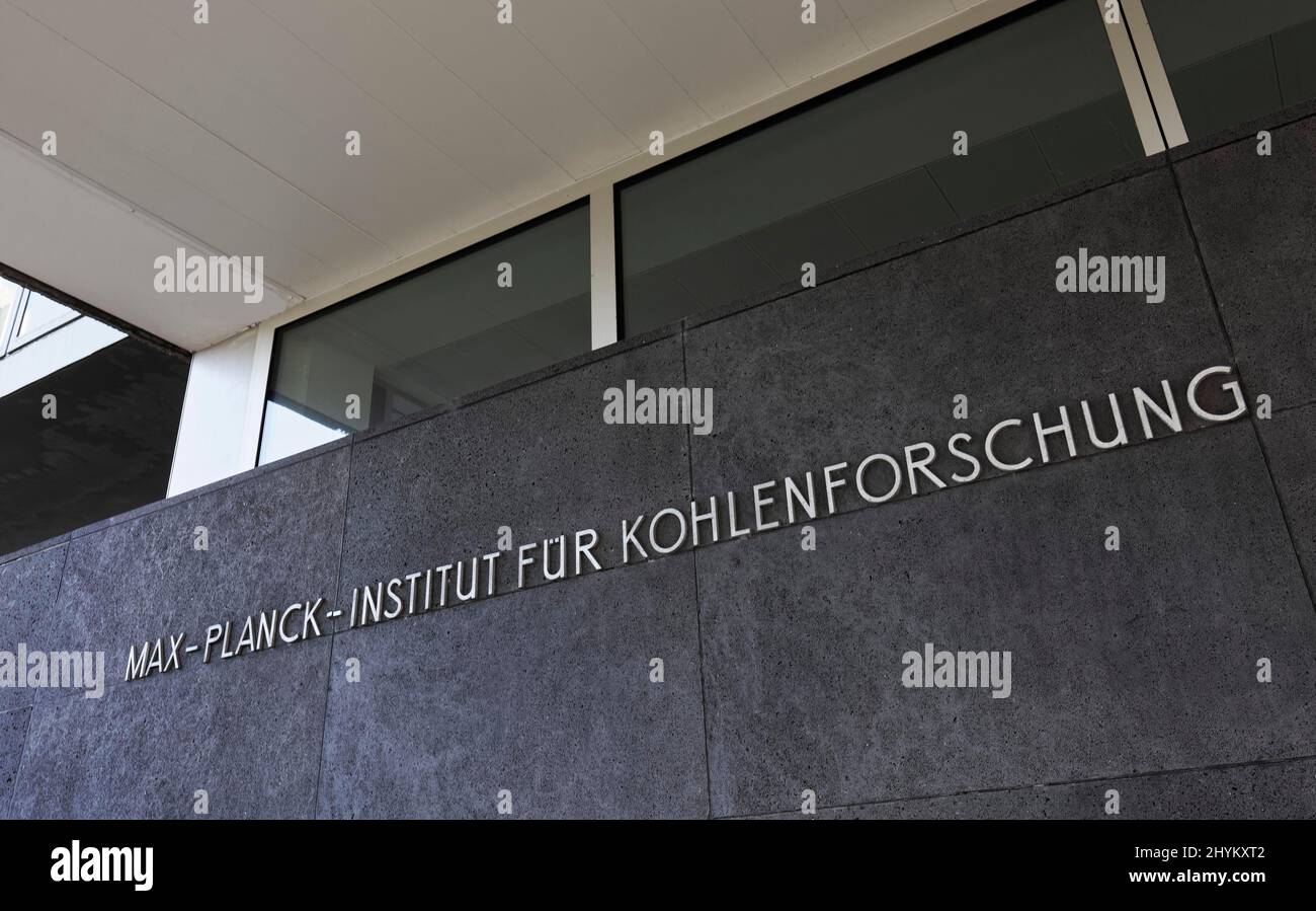 Max Planck Institute for Coal Research, lettering on the building, Muelheim an der Ruhr, Ruhr area, North Rhine-Westphalia, Germany Stock Photo