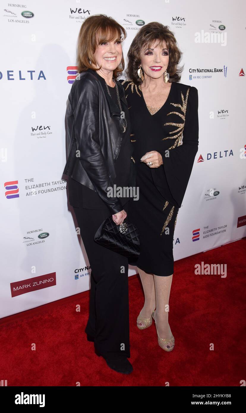 Linda Gray and Joan Collins attending the Elizabeth Taylor AIDS Foundation Reception held at the Mark Zunino Atelier in Beverly Hills, California Stock Photo