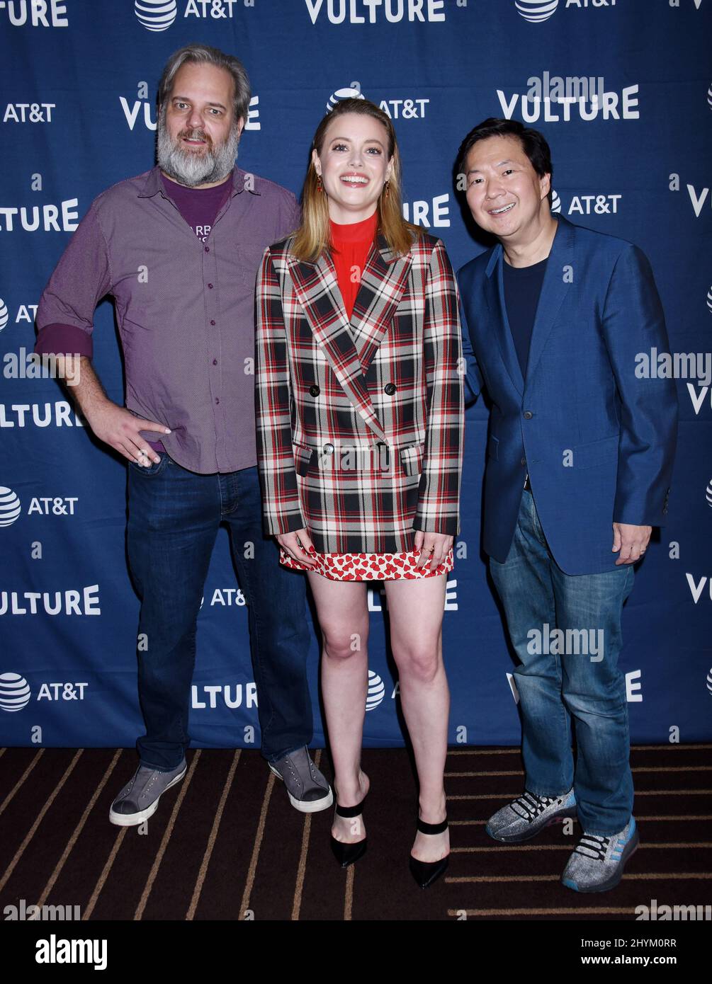 Dan Harmon, Gillian Jacobs and Ken Jeong at Vulture Festival Los Angeles 2019 held at the Hollywood Roosevelt Hotel on November 10, 2019 in Hollywood, CA. Stock Photo