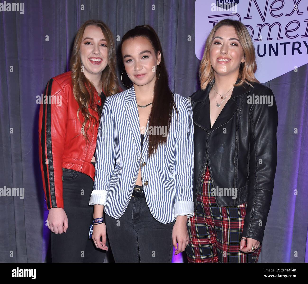 Sami Bearden, Savana Santos and Sam Backoff of Avenue Beat at the 2019 CMT Next Women of Country Celebration held at the CMA Theater at the Country Music Hall of Fame and Museum on November 12, 2019 in Nashville, TN. Stock Photo