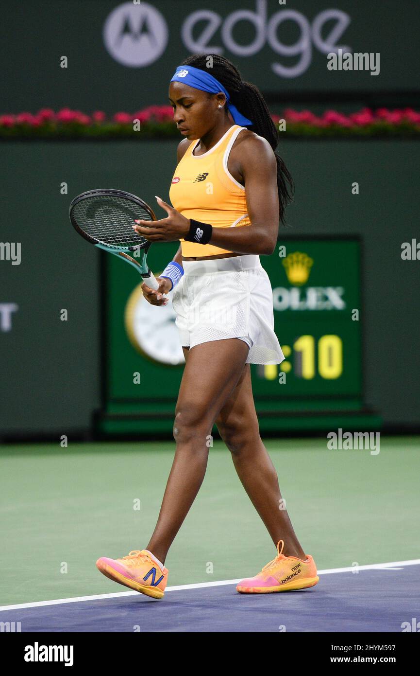 Coco Gauff (USA) is defeated by Simona Halep (ROU) 36, 46, at the BNP