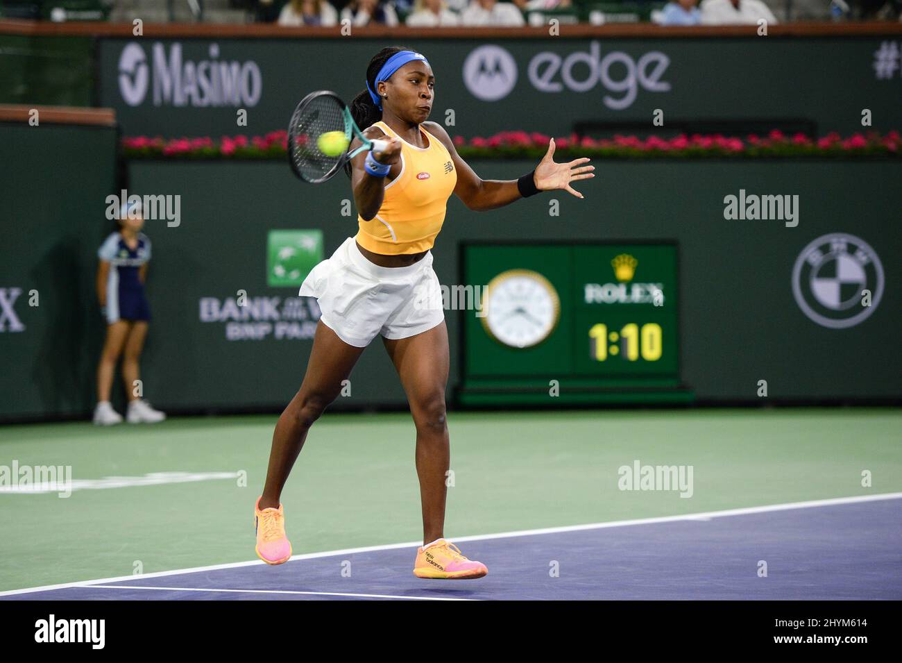 Coco Gauff (USA) is defeated by Simona Halep (ROU) 36, 46, at the BNP