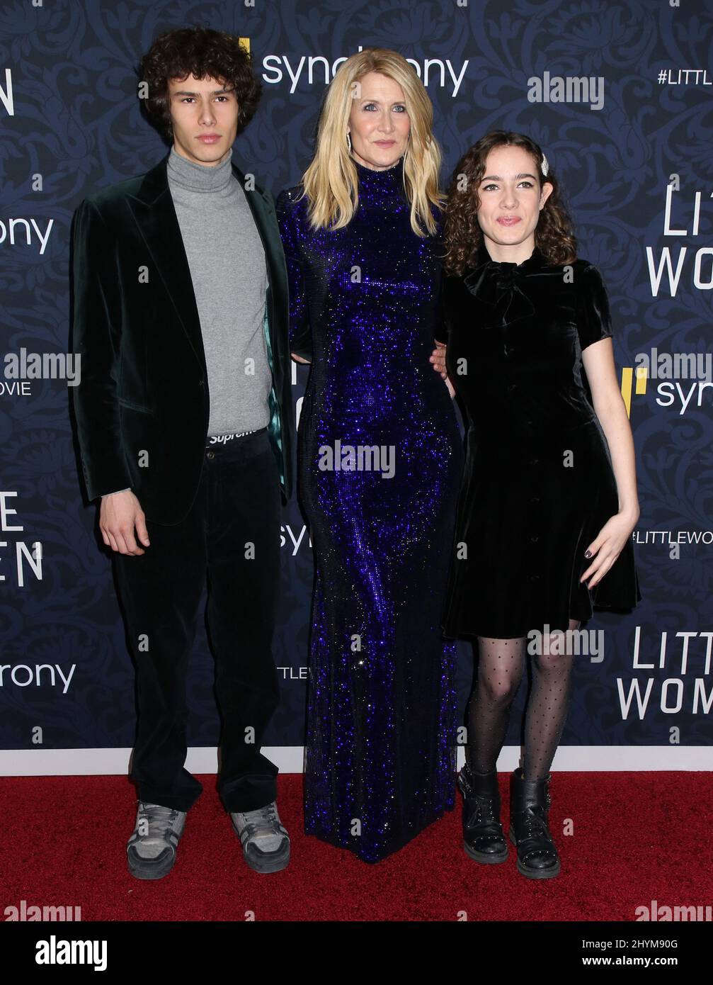 Kaura Dern, son Ellery Harper & daughter Jaya Harper attending the premiere of Little Women in New York Stock Photo