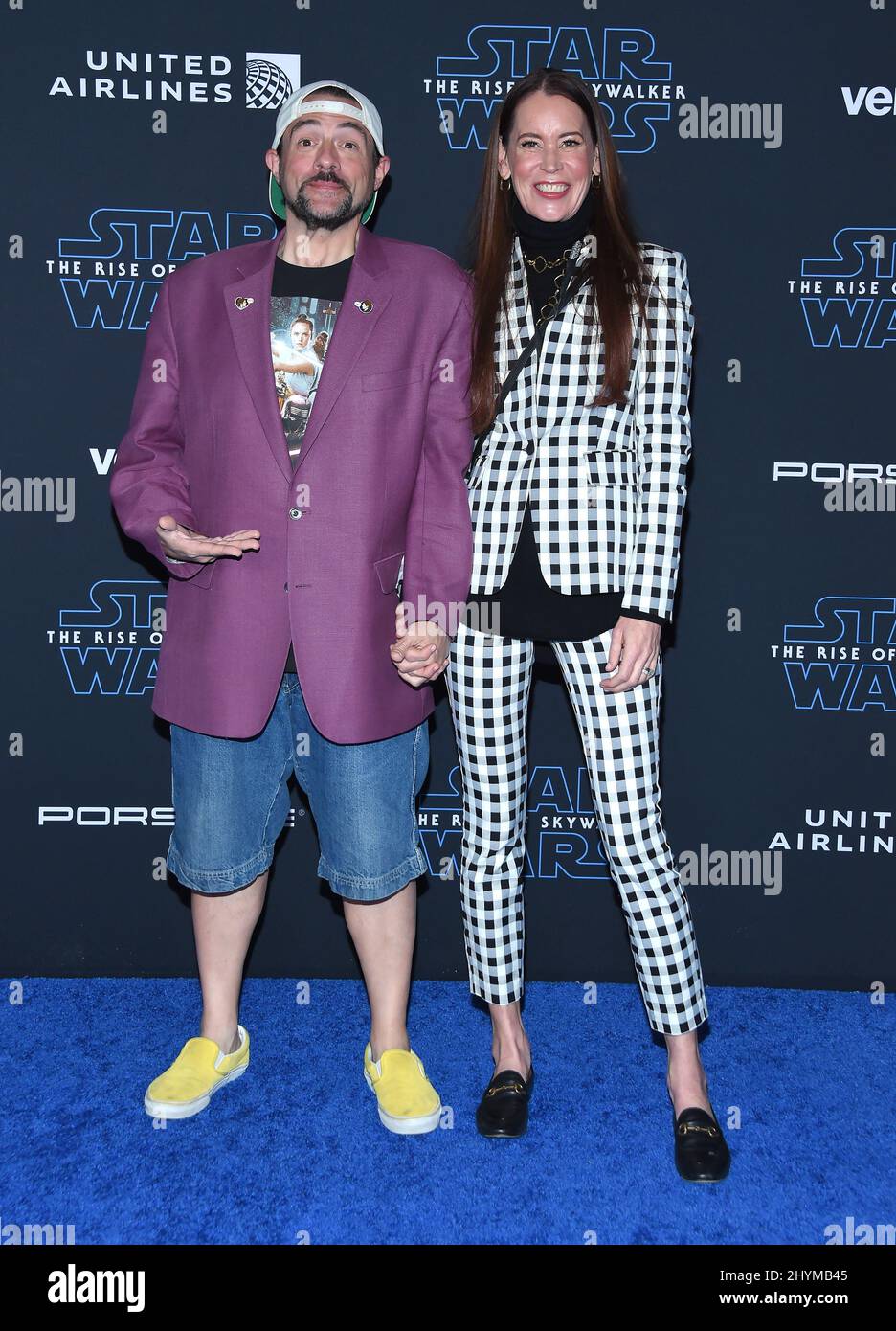 Kevin Smith and Jennifer Schwalbach Smith attending the World Premiere of Star Wars: The Rise of Skywalker in Los Angeles Stock Photo