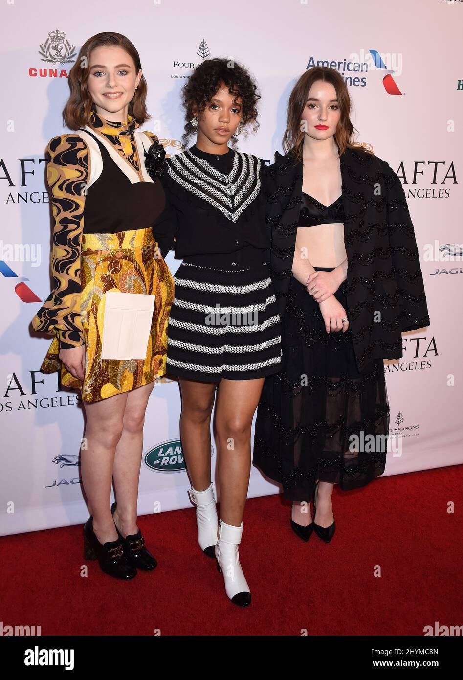 Thomasin McKenzie, Taylor Russell and Kaitlyn Dever at The BAFTA Los Angeles Tea Party held at the Four Seasons Hotel Beverly Hills Stock Photo