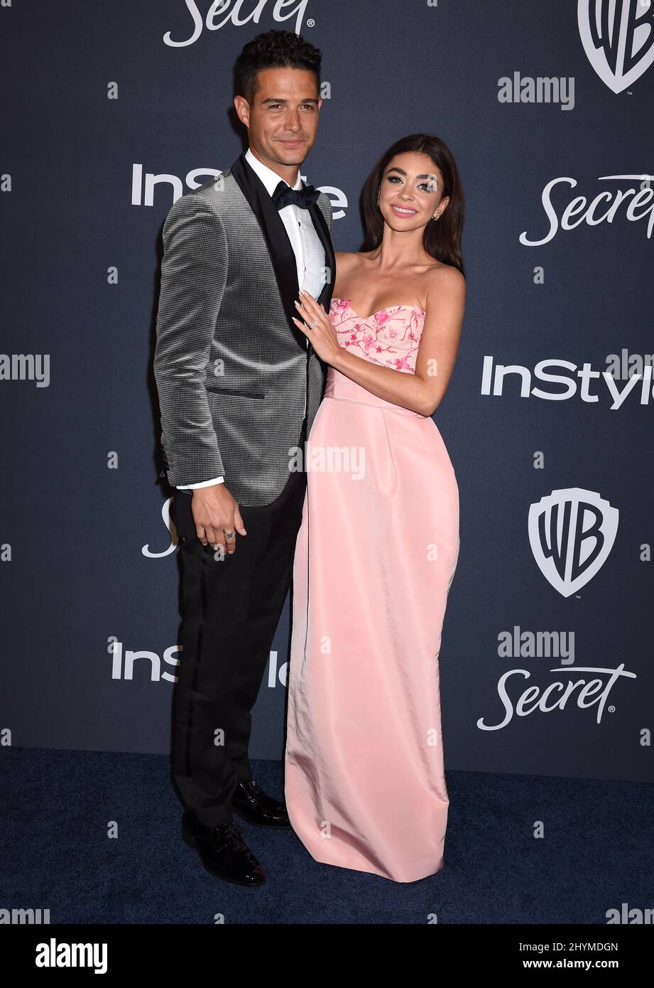 Wells Adams and Sarah Hyland at the Instyle and Warner Bros Golden