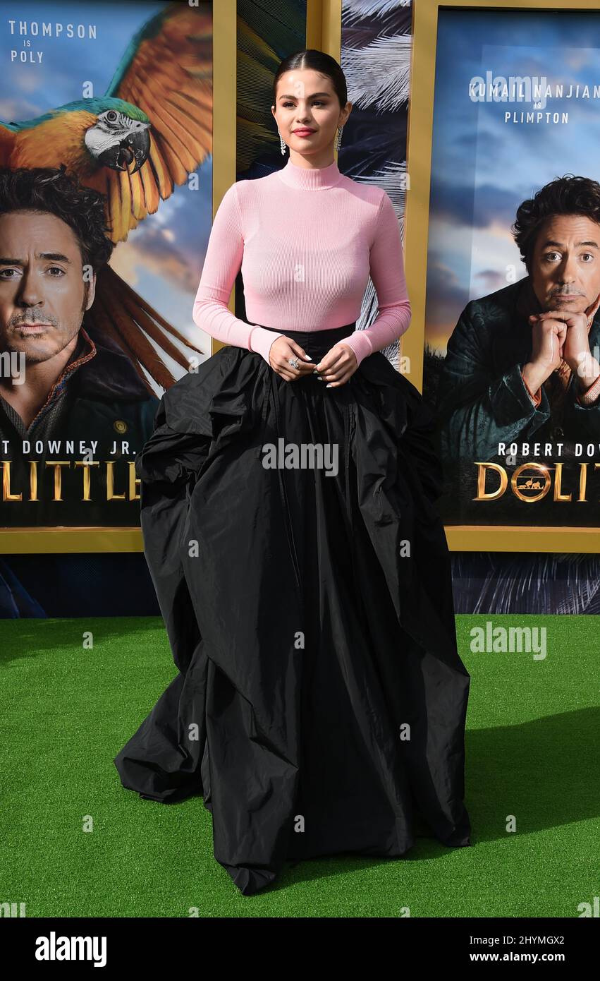 Selena Gomez at the 'Dolittle' Los Angeles premiere held at the Regency Village Theatre on January 11, 2020 in Westwood, CA. Stock Photo