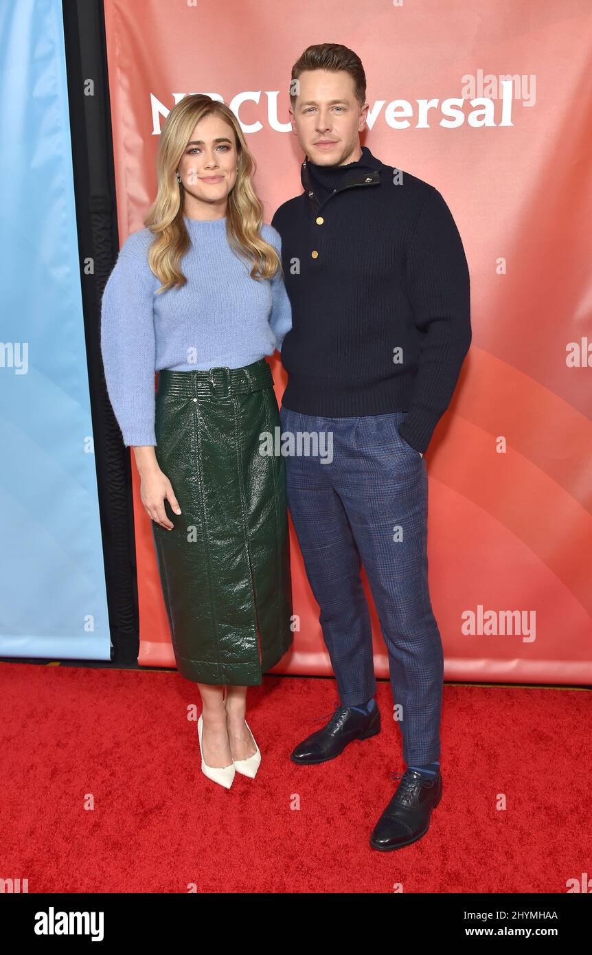 Melissa Roxburgh and Josh Dallas arriving to the NBCUniversal Winter