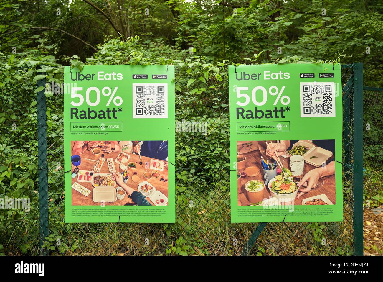 Poster Uber Eats discount, Berlin, Germany Stock Photo