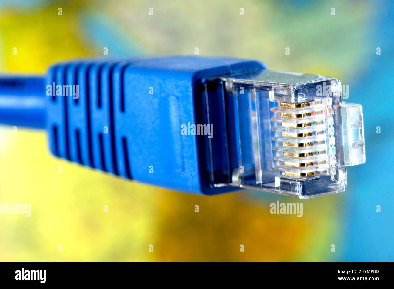network cable in front of map Stock Photo