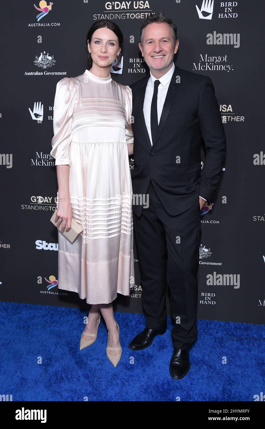 Caitriona Balfe and James Houston arriving to the G'€™Day USA 2020 at