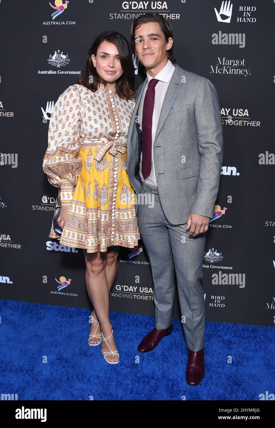 Brenton Thwaites and Chloe Pacey arriving to the G'Day USA 2020 at ...