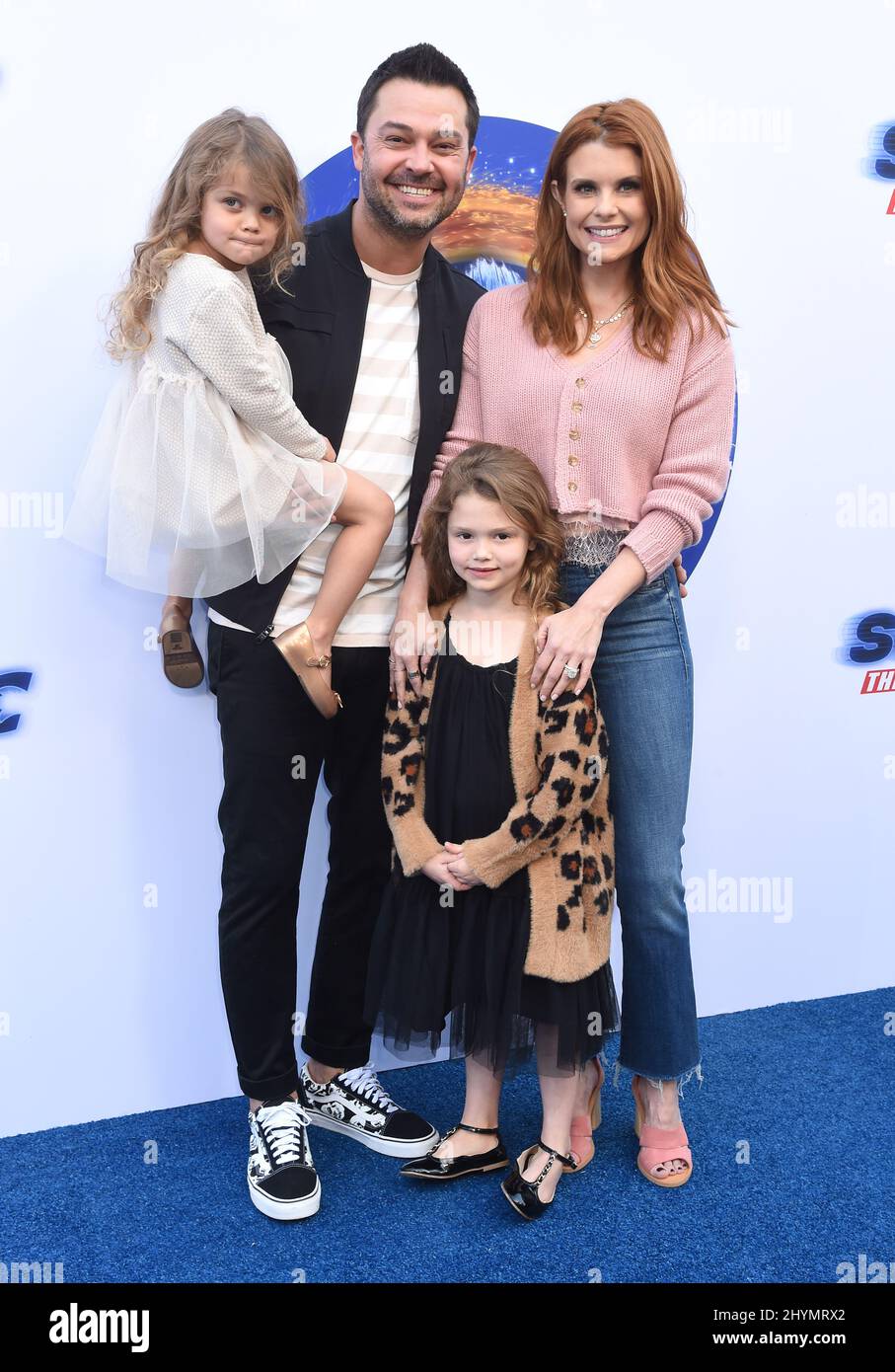 Joanna Garcia, Nick Swisher, Sailor Swisher, Emerson Swisher at the 'Sonic The Hedgehog' Family Day Event held at Paramount Studio on January 25, 2020 in Hollywood, CA. Stock Photo