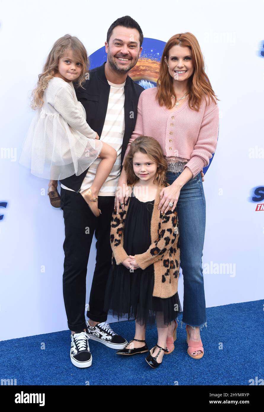 Joanna Garcia, Nick Swisher, Sailor Swisher, Emerson Swisher at the 'Sonic The Hedgehog' Family Day Event held at Paramount Studio on January 25, 2020 in Hollywood, CA. Stock Photo