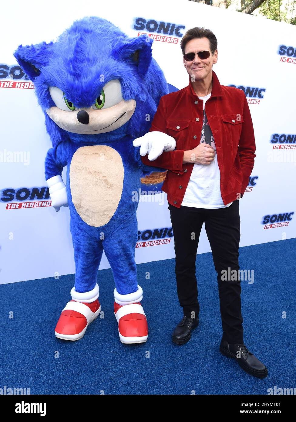 Jim Carrey and Sonic at the "Sonic The Hedgehog" Family Day Event held
