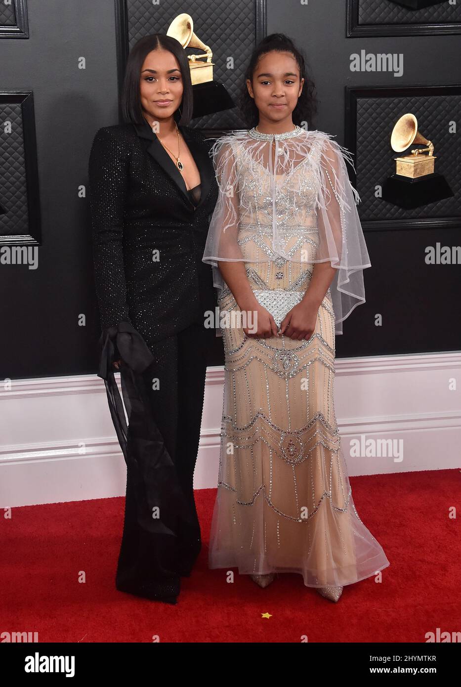 Emani Asghedom and Lauren London attending the 2020 GRAMMY Awards held