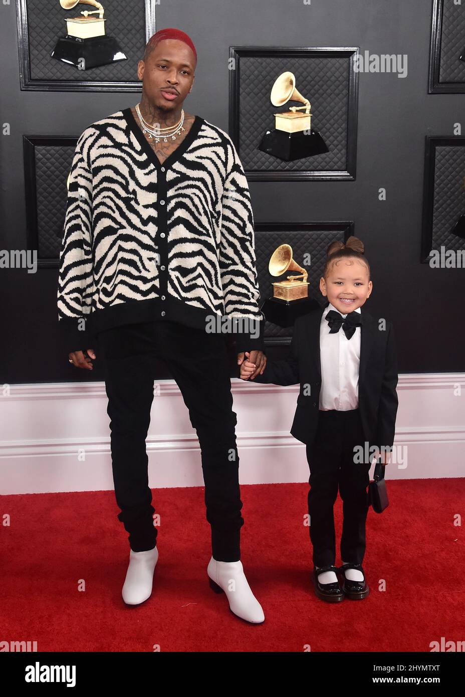 YG and Harmony Jackson attending the 2020 GRAMMY Awards held at Staples