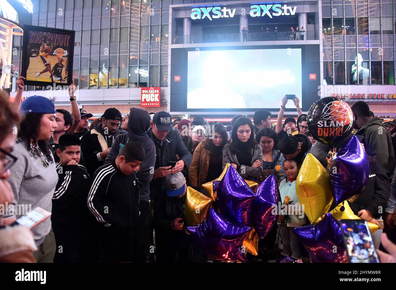 Memorial for Kobe Bryant in front of Staples Center on January 26, 2020 in Los Angeles, CA. Stock Photo