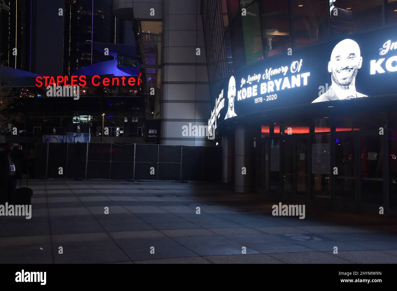 Memorial for Kobe Bryant in front of Staples Center on January 26, 2020 in Los Angeles, CA. Stock Photo
