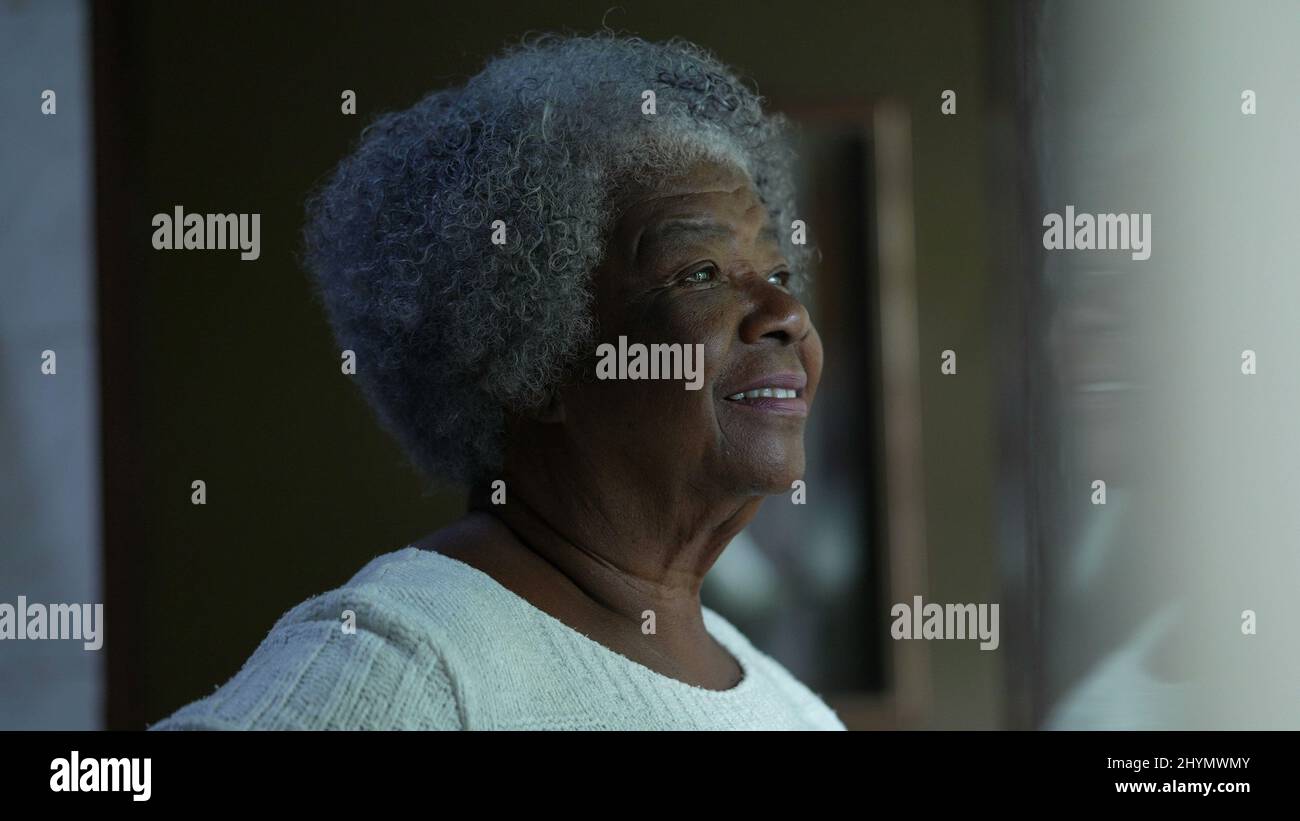 Pensive senior black african woman hi-res stock photography and images ...