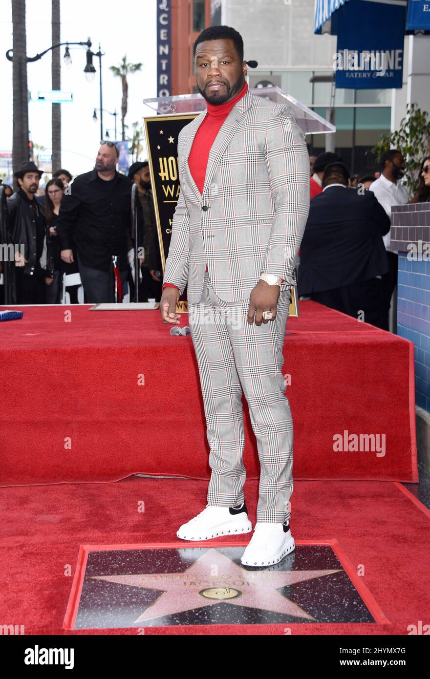 Curtis '50 Cent' Jackson at his Hollywood Walk of Fame star ceremony on January 30, 2020 in Hollywood, CA. Stock Photo