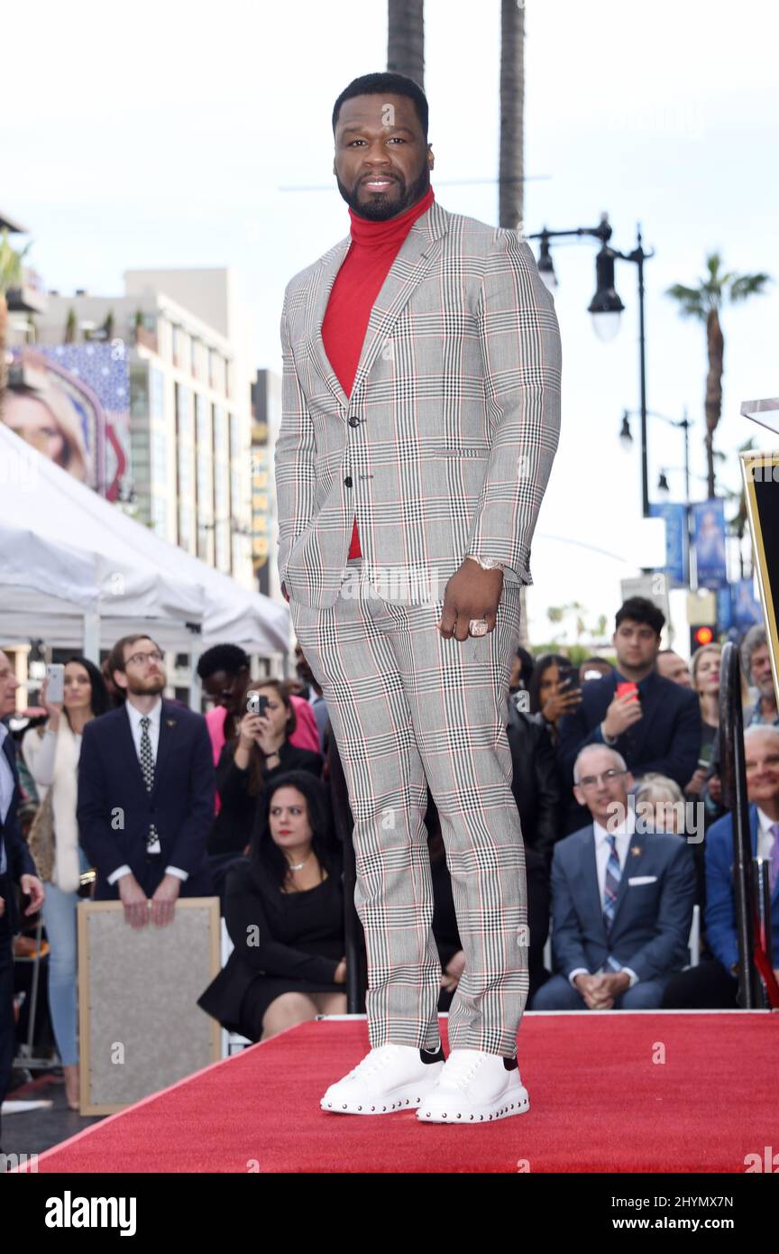 Curtis '50 Cent' Jackson at his Hollywood Walk of Fame star ceremony on January 30, 2020 in Hollywood, CA. Stock Photo