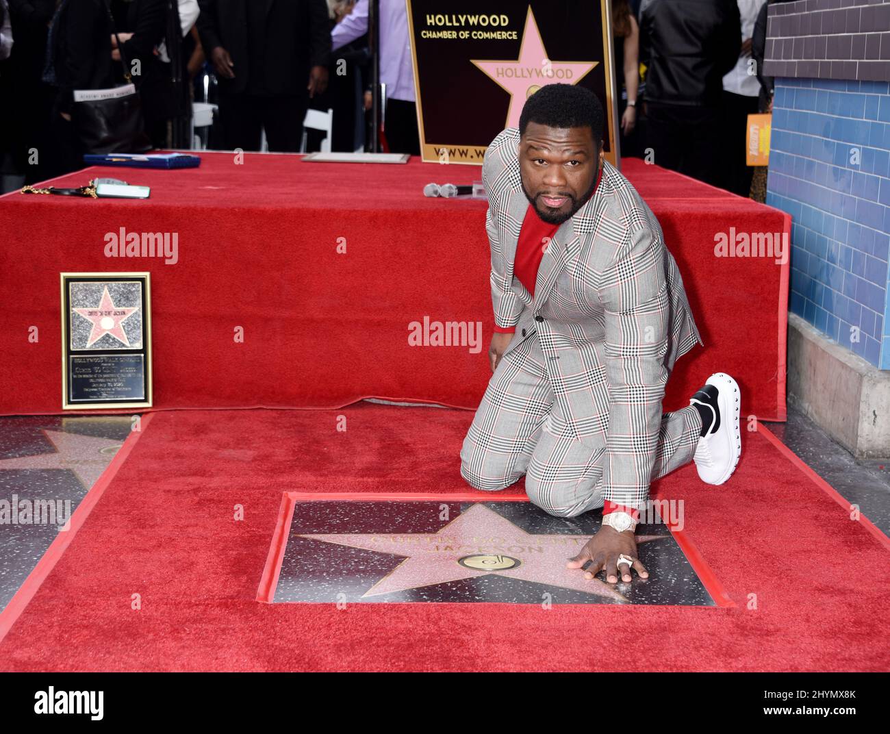 Curtis '50 Cent' Jackson at his Hollywood Walk of Fame star ceremony on January 30, 2020 in Hollywood, CA. Stock Photo