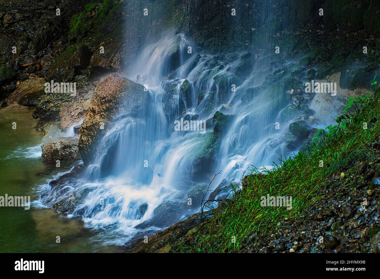 Long exposure of waterfall, Tanner Tobel, Rueti, Switzerland Stock Photo