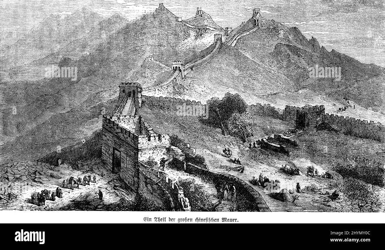 Great Wall of China, building, wonder of the world, many people