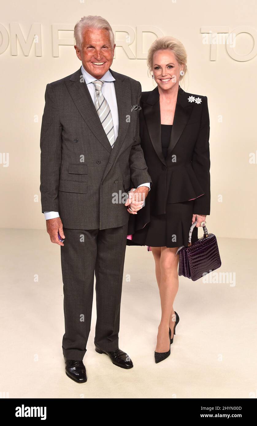 George Hamilton and Barbara Sturm at the Tom Ford AW20 show held at Milk Studios on February 7, 2020 in Hollywood, CA. Stock Photo