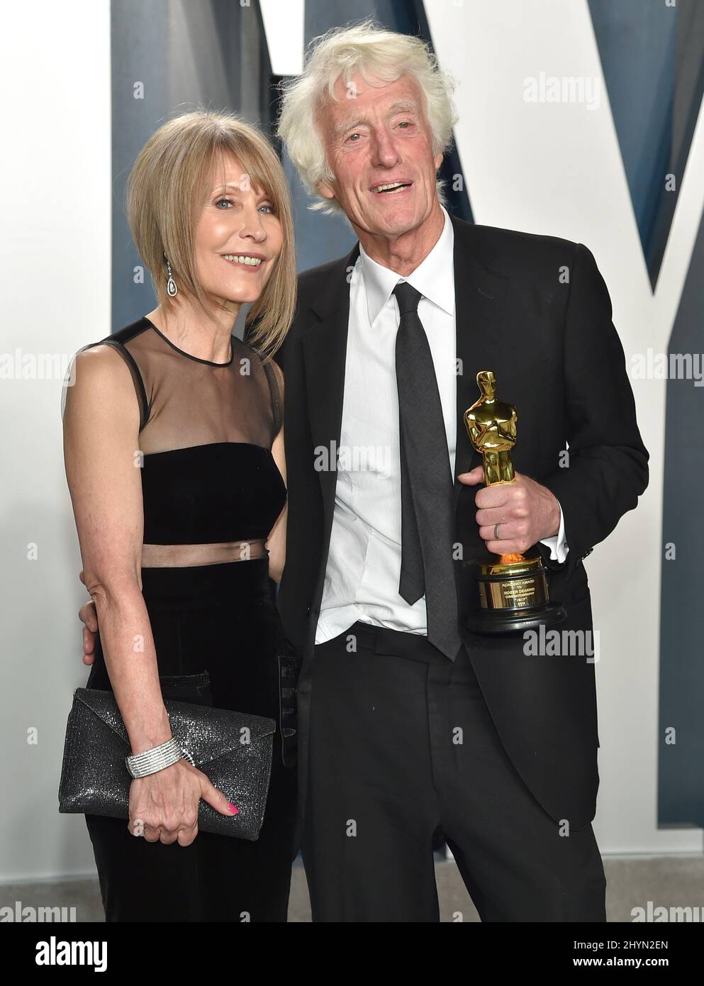 Roger Deakins and Isabella James Purefoy Ellis attending the Vanity Fair Oscar Party 2020 held at the Wallis Annenberg Center for the Performing Arts in Beverly Hills, California Stock Photo
