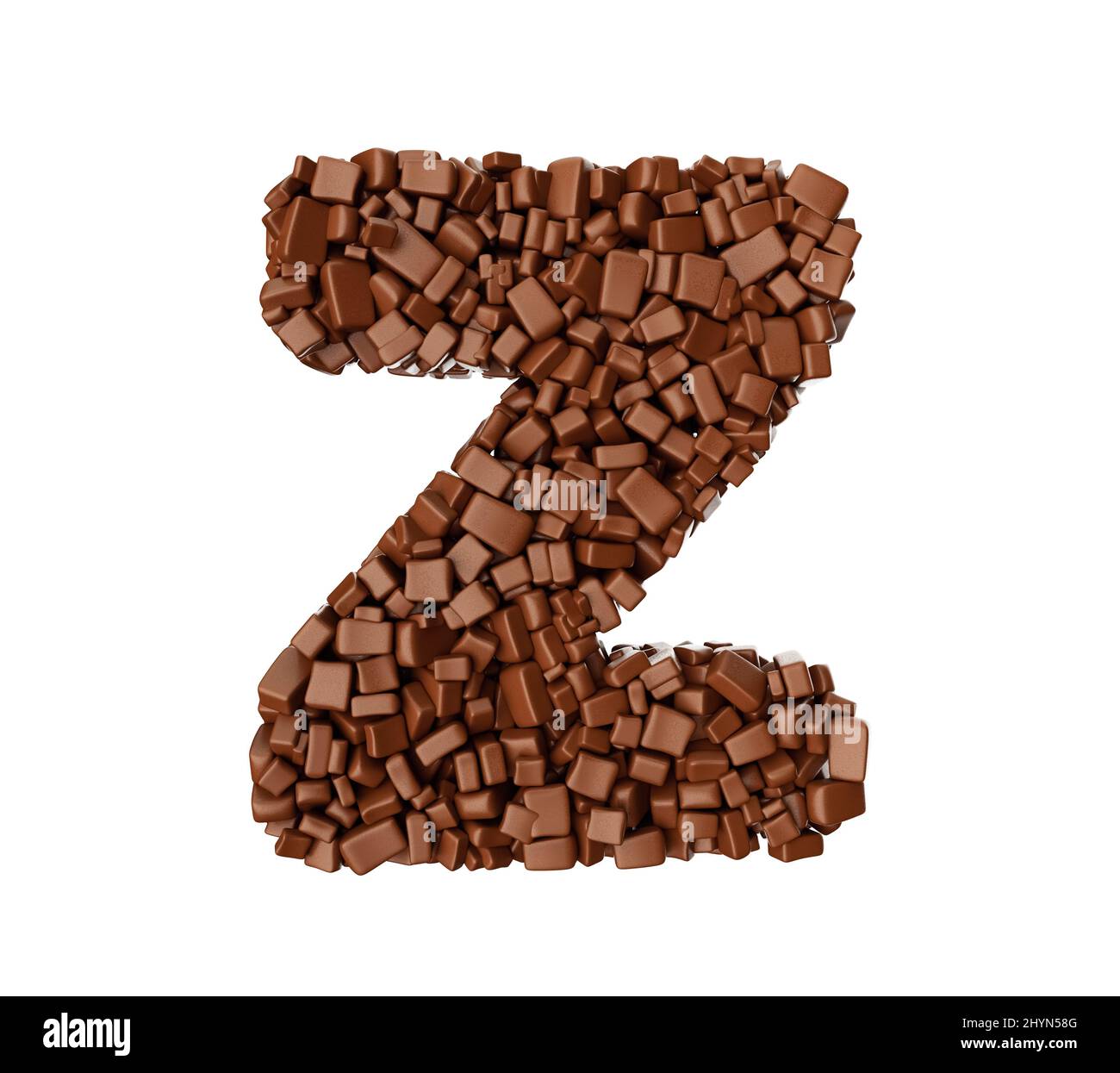 3D illustration of the Alphabet Z made of chocolate chips Stock Photo