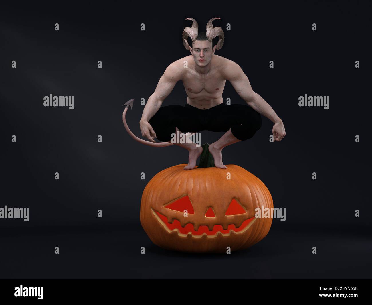 3D Render : Male Devil character, horror creature character for halloween Stock Photo