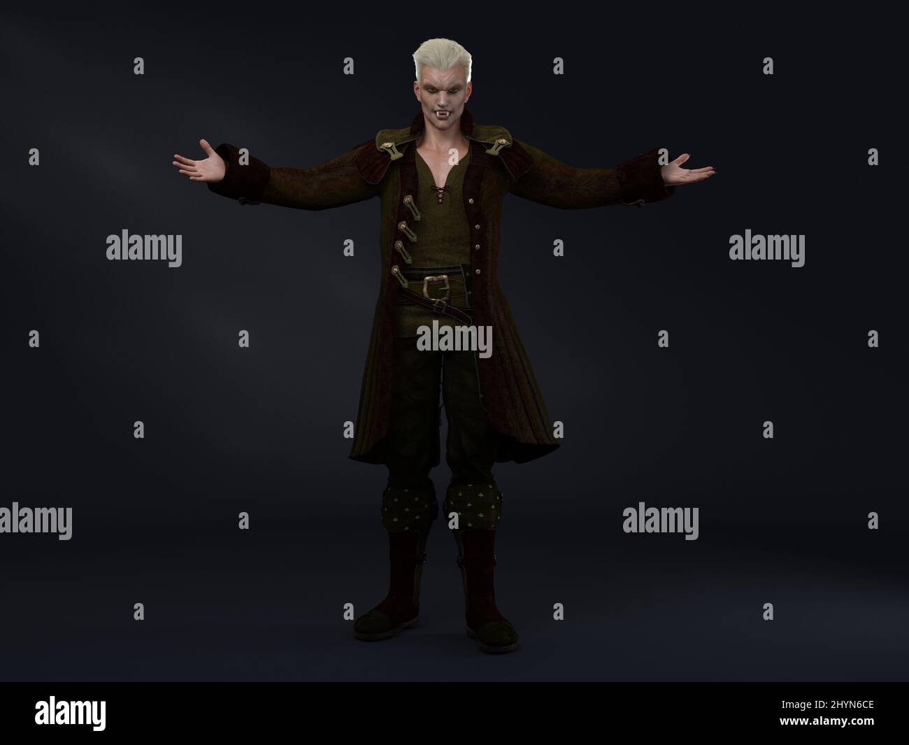 3D Render : Male Vampire character, horror creature character for halloween Stock Photo