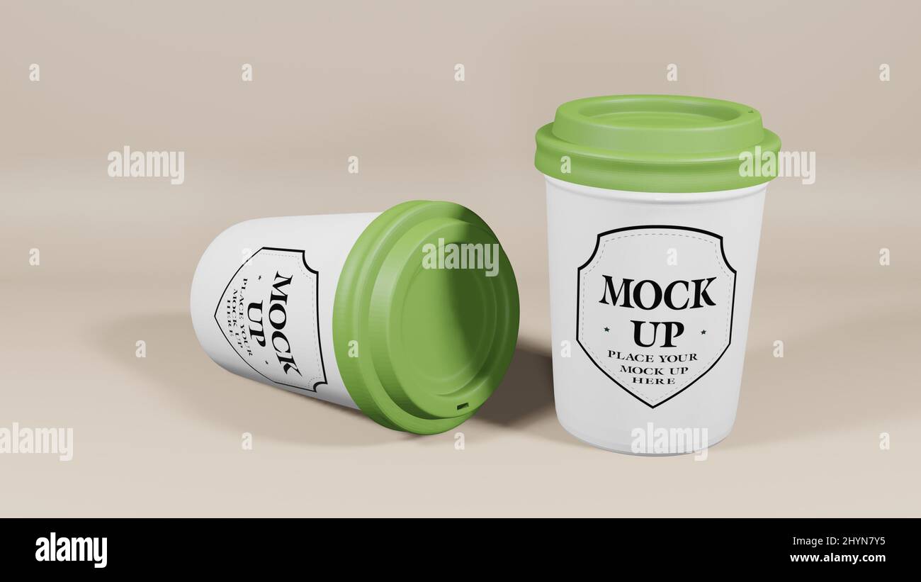 3d paper cup image. coffee paper cup mock up with top cap image Stock ...