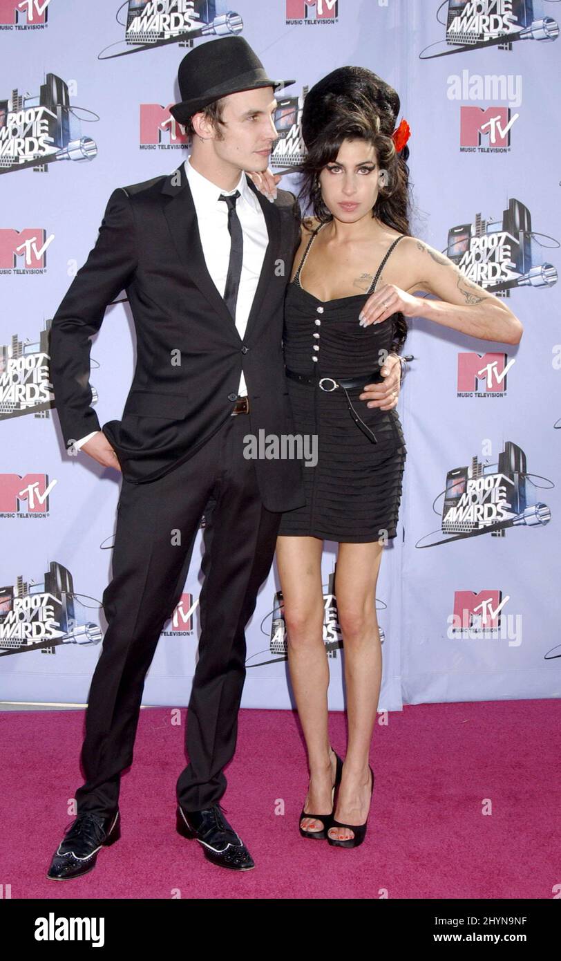 Amy Winehouse and her husband Blake Fielder-Civil attend The 2007 MTV Movie Awards held at the Gibson Amphitheatre at Universal Studios in California. Picture: UK Press Stock Photo