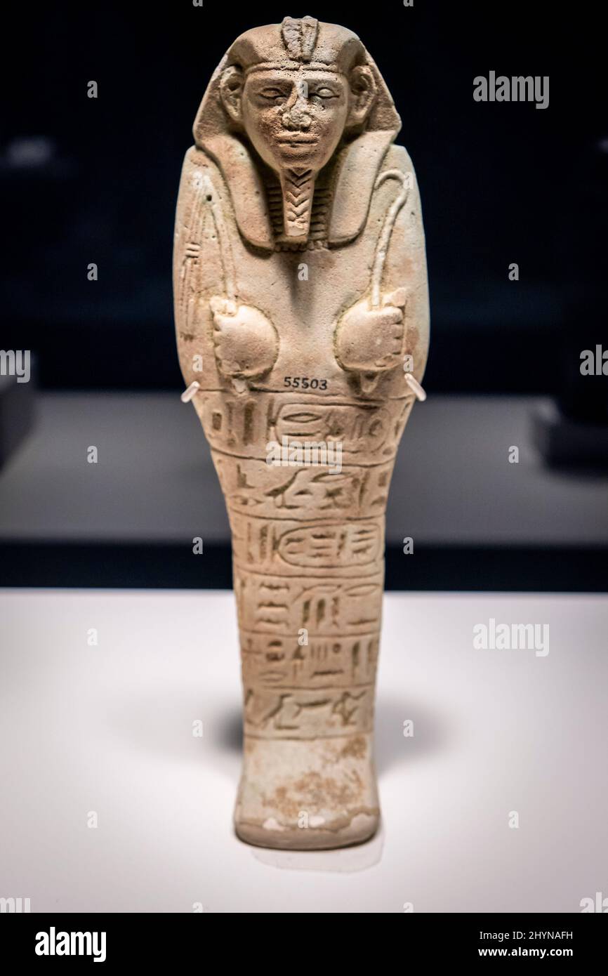 Ushabti of the Nubian king Senkamanisken, faience, Napata period, 643-623 BC, tomb of Senkamanisken, Nuri, Sudan, collection of the British Museum Stock Photo