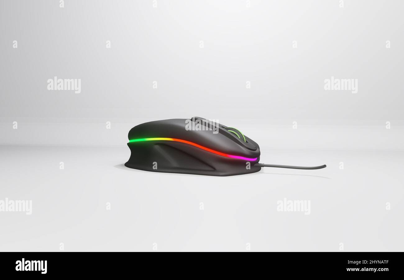 Computer mouse 3d render image - PC mouse mockup model on isolated white background Stock Photo