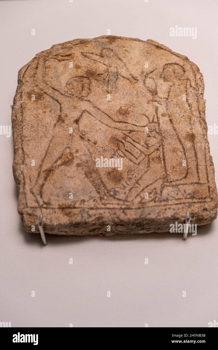 pharaoh hitting an enemy, new kingdom, egypt, collection of the British