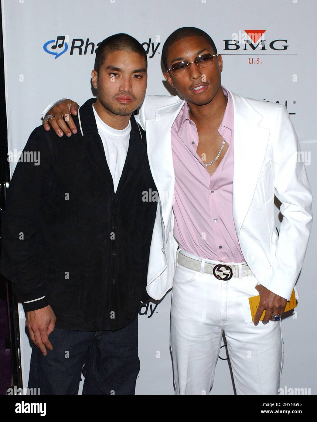 Neptunes attend a pre grammy party hosted by clive davis hi-res stock