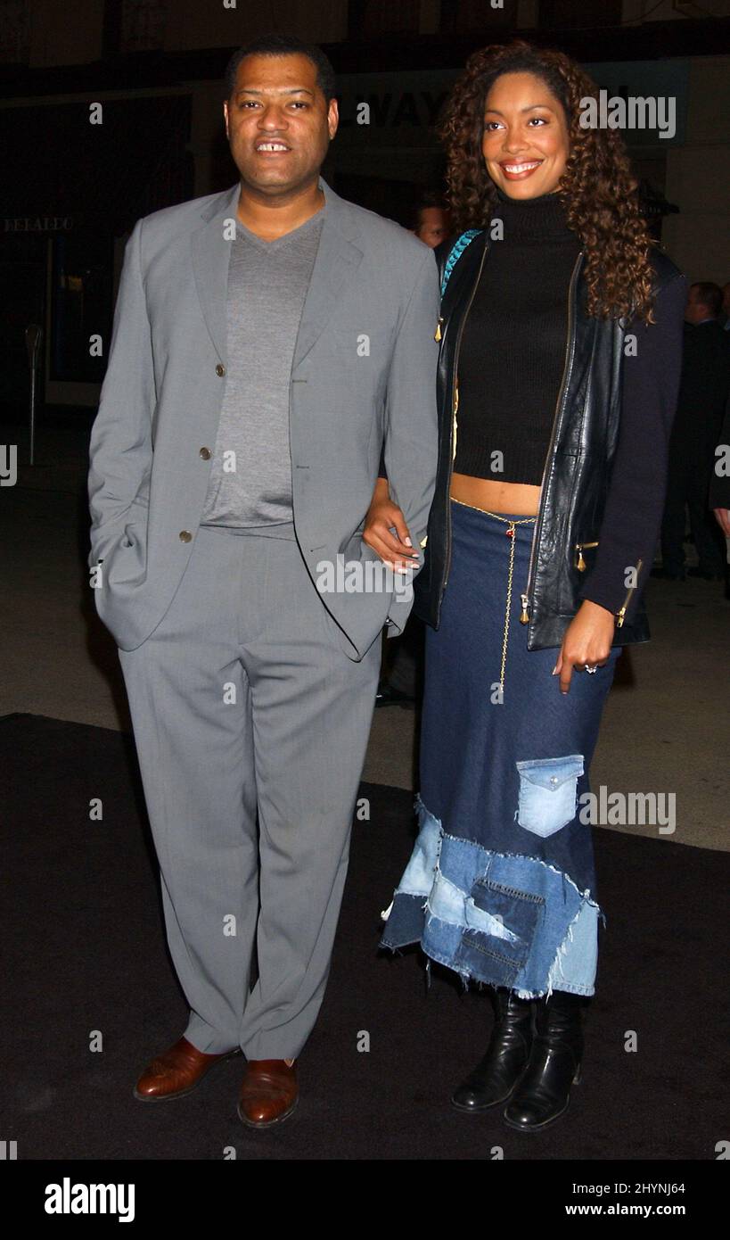 Lawrence fishburne wife gina torres attend the enter the matrix game