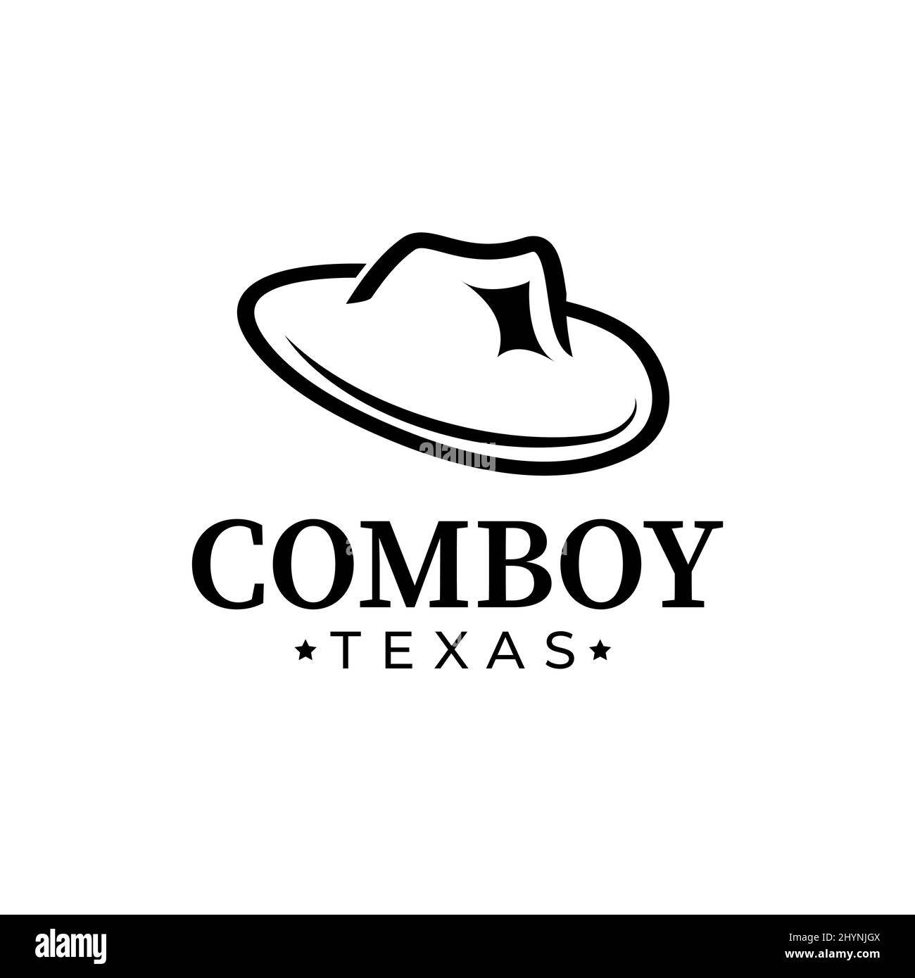 Vector illustration of cowboy hat logo design icon minimalistic clip art Stock Vector