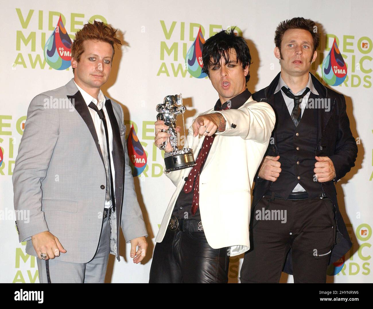 Green Day attend the 2005 MTV Video Music Awards in Miami, Florida