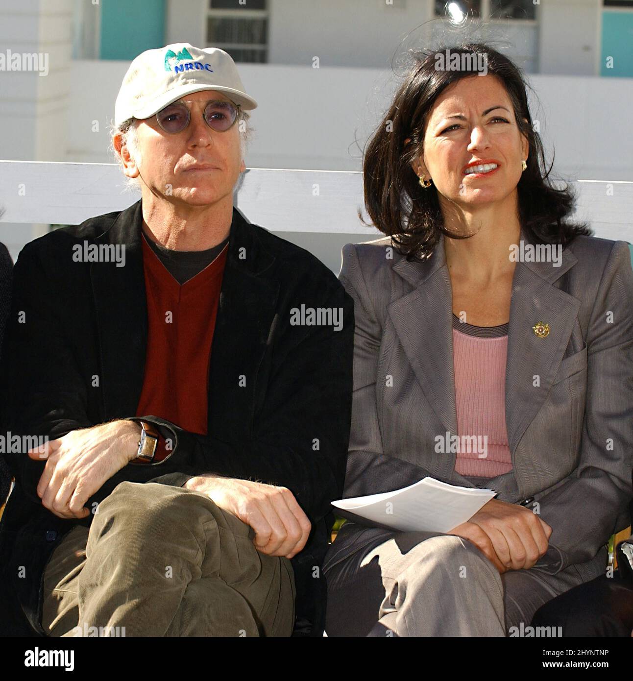 LARRY DAVID ATTENDS THE NATURAL RESOURCES DEFENSE COUNCIL'S DEDICATION OF THE NEW DAVID FAMILY ENVIRONMENTAL ACTION CENTER AND THE LEONARDO DICAPRIO E-ACTIVISM ZONE PRESS CONFERENCE IN CALIFORNIA. PICTURE: UK PRESS Stock Photo